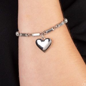 Heart Charm Bracelet with rhinestones